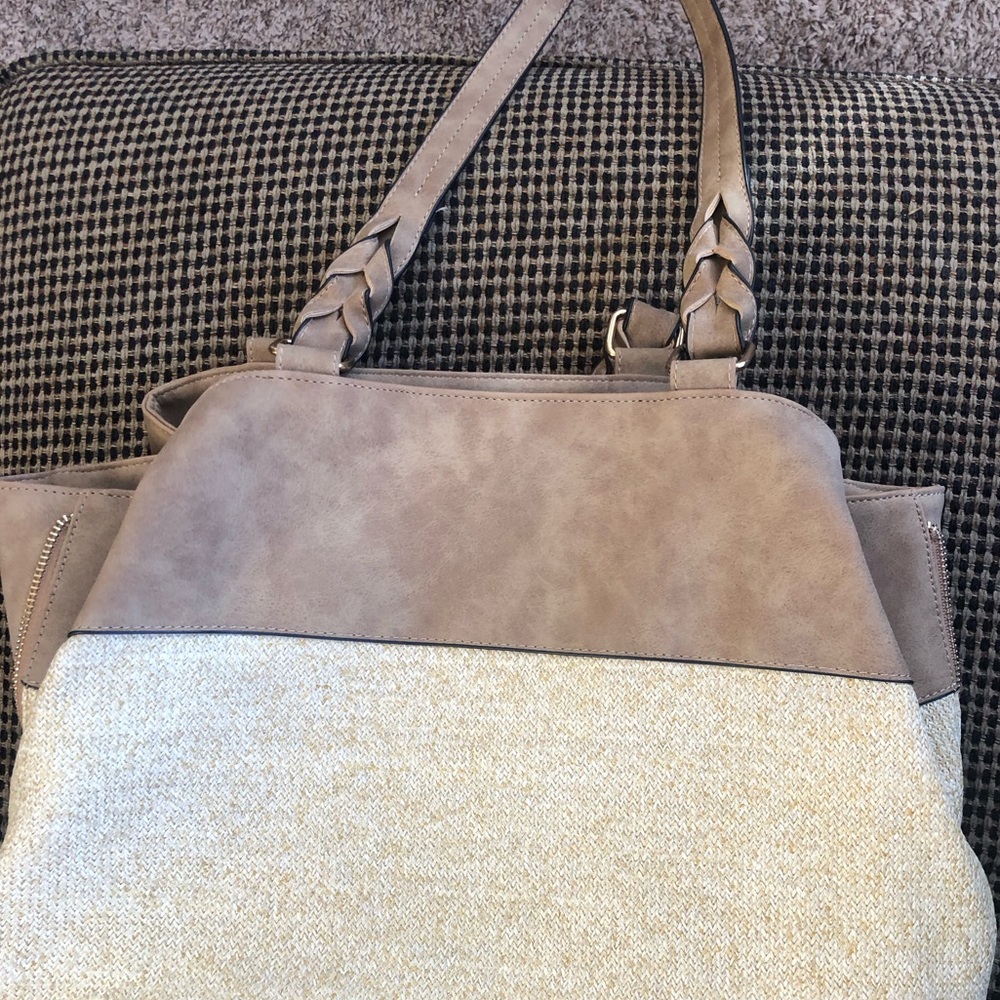 Brown boho three compartment purse
